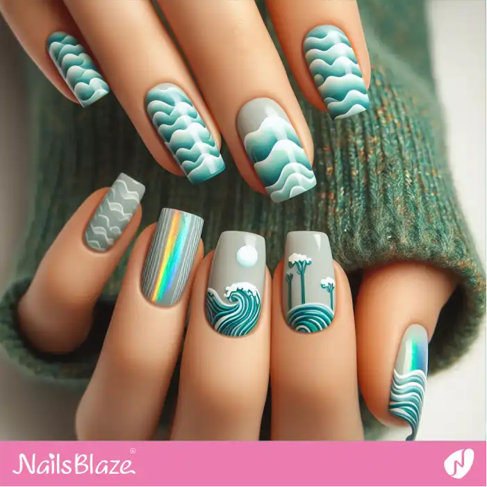 Ocean Waves and Gradients on Nails | Save the Ocean Nails - NB3277